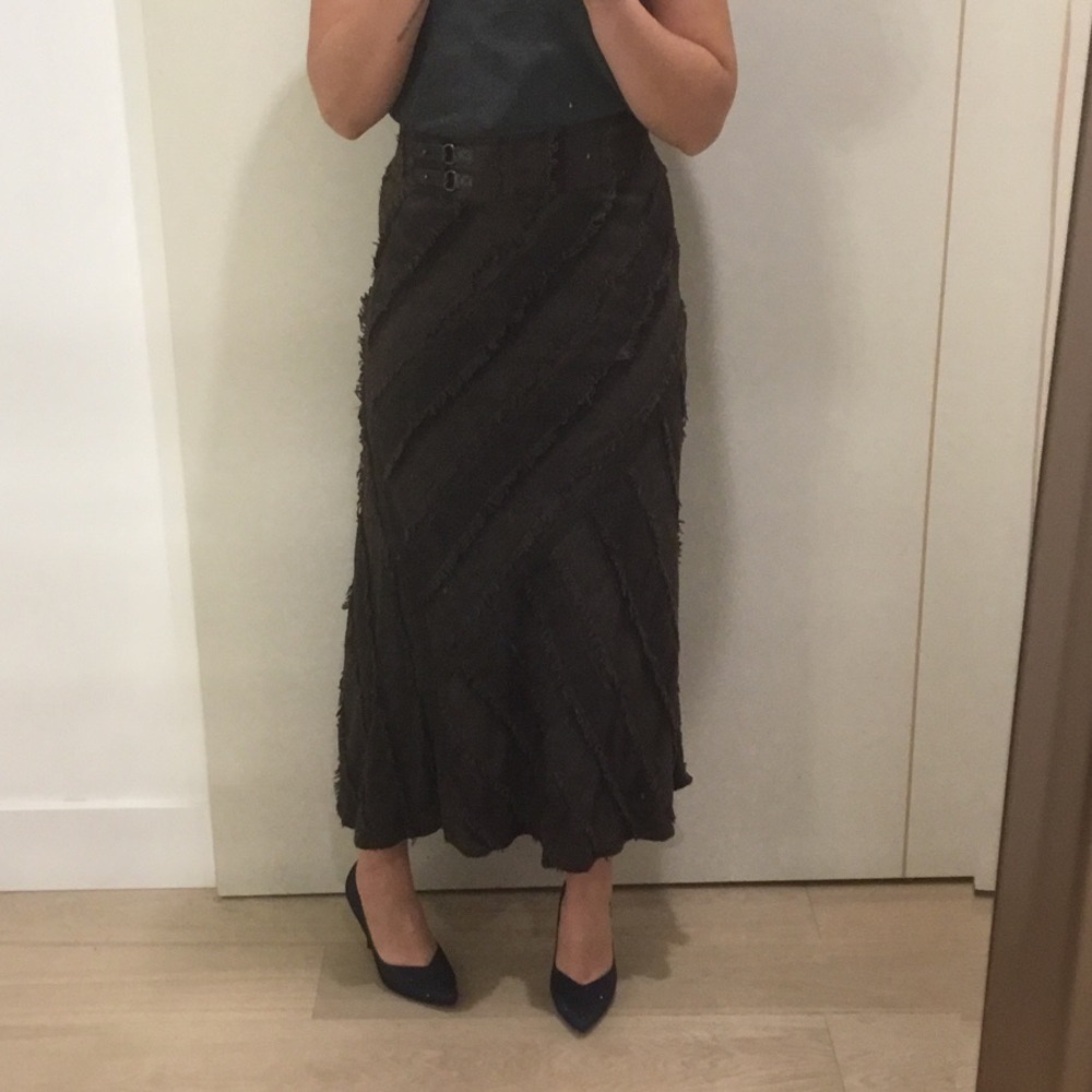 Elegant Brown Vintage Wool Women's Skirt